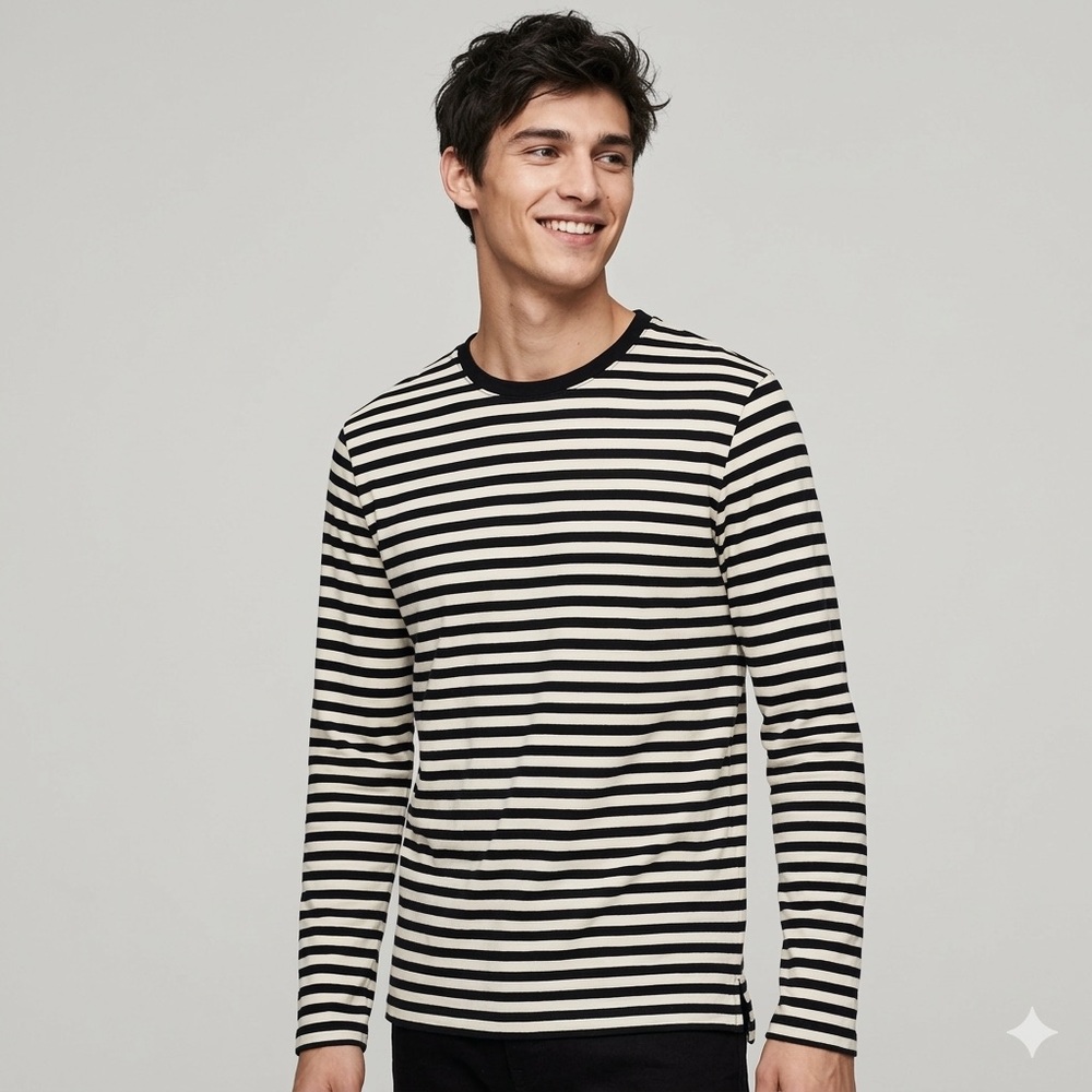 H&M Black & White Striped Long Sleeve T-Shirt - XS